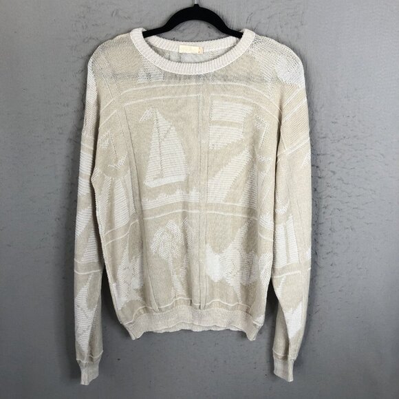 Vintage Tanto Pelo Sweater Mens Extra Large Cream White Boat Yacht Cruise Resort - Picture 1 of 16